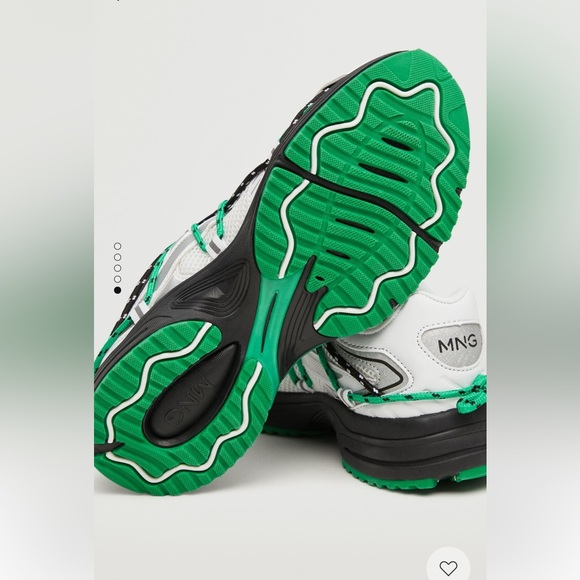 Mango Combined designed sneakers. Size 6 1/2. White, Green and Black. - Picture 4 of 14
